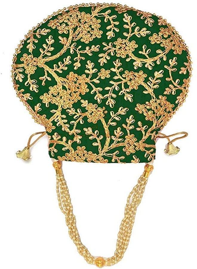 STLYZ Women's Potli Bag (Set Of 2) Rajasthani Style Silk Potli Handbag Wristlet Clutch Batwa Golden Work Embroidery Potli Wedding Gift For Ladies Ethnic Women Fashion Potli - Image 4